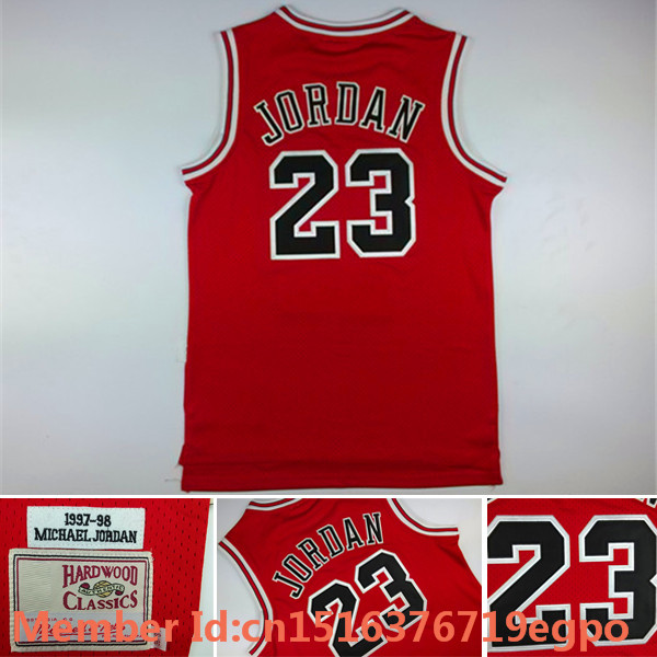 마이클 조던 1997에서 1998 사이 경재 클래식 농구 저지, 자수, 미첼 정통 홈 농구 저지, 레드, 크기 S-XXL/Michael Jordan 1997-1998 Hardwood Classics Basketball Jersey,Embroidery,Mitche